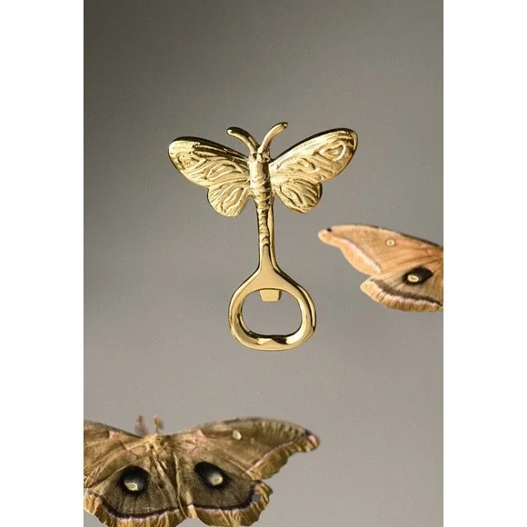 Anthropologie Bottle Opener Barware Moth Butterfly Gold Tone Whimsical Gift‎