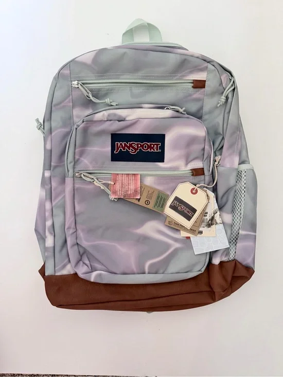 JanSport Backpack School Water Resistant 15” Laptop Cool Student Platinum Puddle