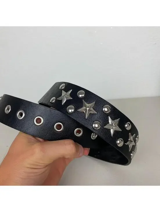 Star Studded Rivet Belt Cyber Y2k 2000s style studded punk goth brown and
