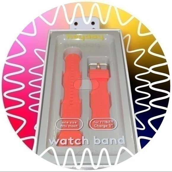 NWT! Heyday Fitbit Charge Silicon Wrist Band in Coral/Peach/Orange