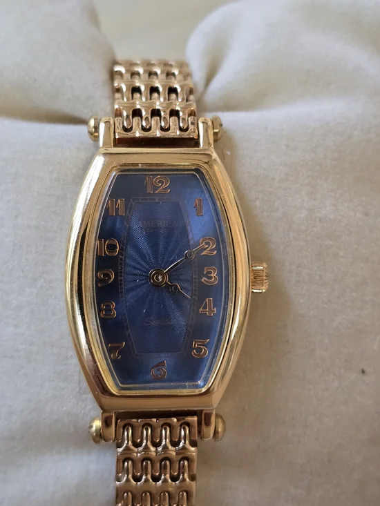 Perry Ellis Gold-Tone Women's Bracelet Watch with Brushed Silver Back