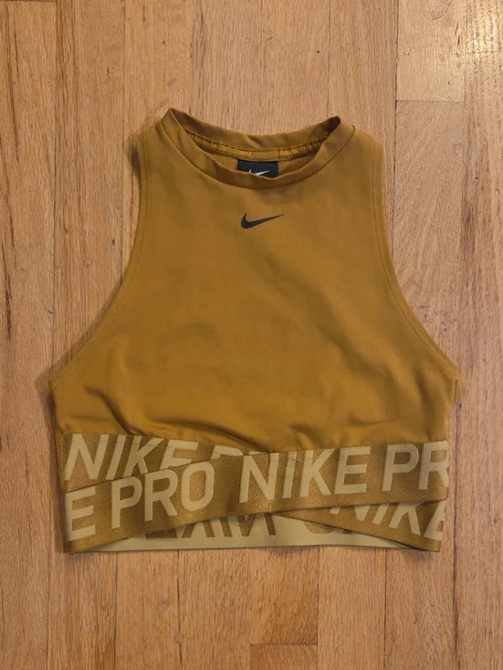 Nike Pro Cropped Sports Tank — Mustard Yellow