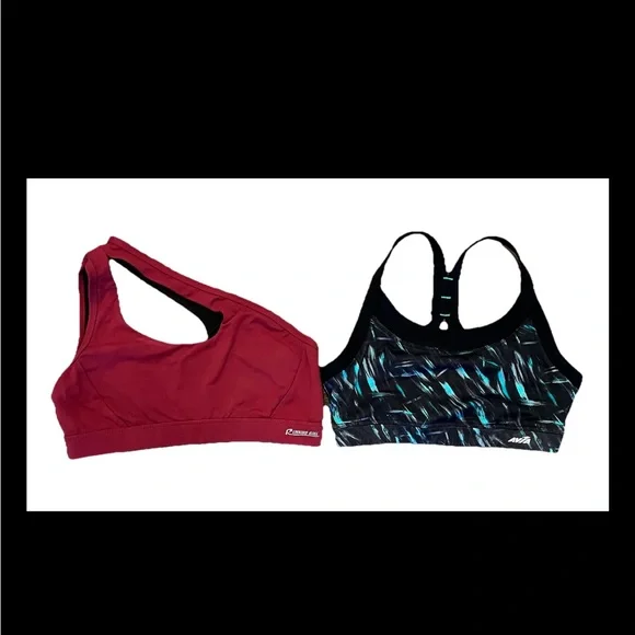 2-BRA’s AVIA Black W/Diff  Colors & RUNNING GIRL Maroon Double Shoulder Strap