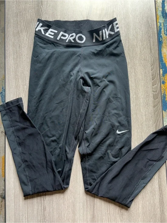 Nike Black Kids' Pro Compression Leggings with White Swoosh