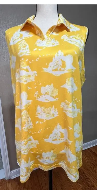 Nike Dri Fit Women's Polo Golf Tennis Athleisure Tank Sleeveless Yellow Size XL