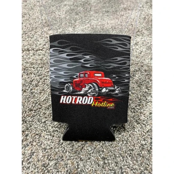 Hotrod Hotline Can Cooler Unisex OS Black Excellent Flame Graphic Hot Rod Koozie