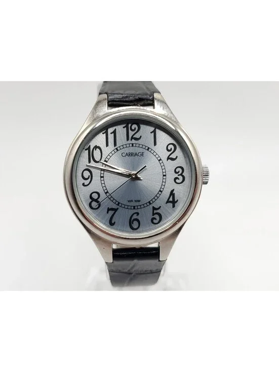 Carriage By Timex Quartz Womens Watch New Battery Silver Dial 30mm