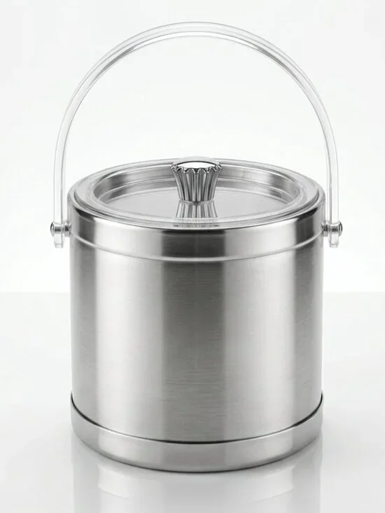 VINTAGE Georges Briard Brushed Silver Acrylic Barware Ice Bucket
