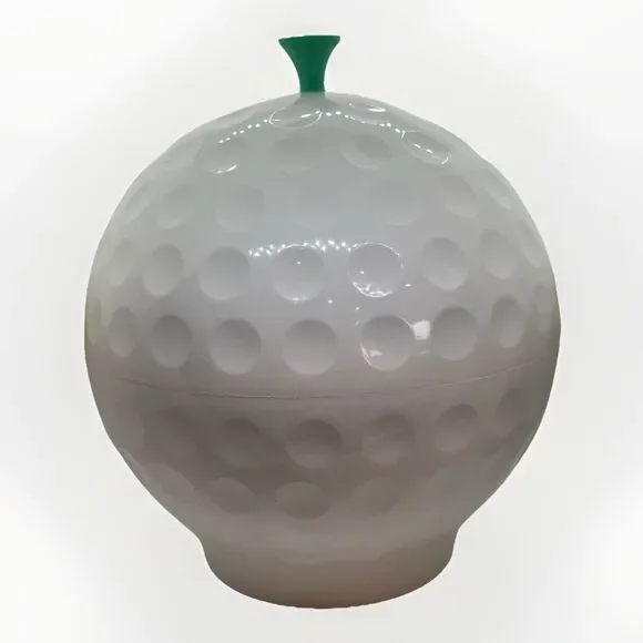 Vintage Over Size Plastic Golf Ball Candy Cookie Ice Bucket Container Tee