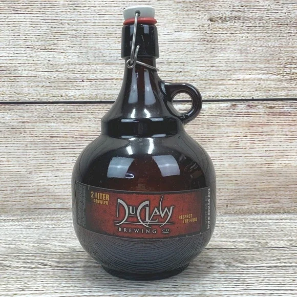 DuClaw Brewing Co. Amber Brown‎ Glass Growler 2 Liter Flip Top Beer Bottle EMPTY