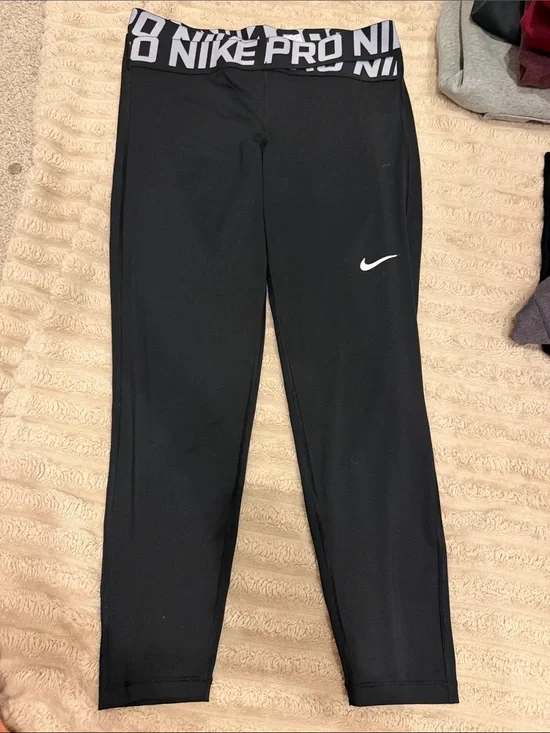 Nike Pro Black Leggings with Cross over  Waistband