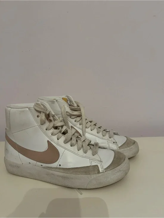 Nike White High-Top Sneakers with Yellow Suede Trim