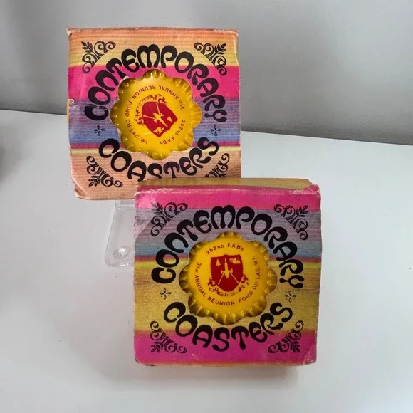 Ritepoint Coasters 252nd FA‎ Bn Reunion Yellow Good Vintage 8pc Set USA vintage