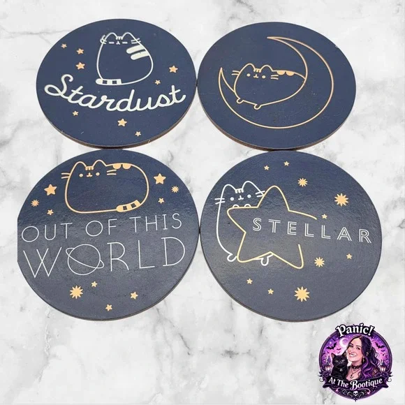 Pusheen Box Coaster Set Cork Navy  Celestial Space Out Of This World‎ Exclusive