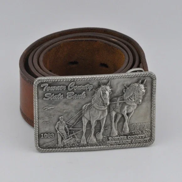 Bergamot Brass‎ Works 1983 Towner County State Bank Vintage Brown Western Belt