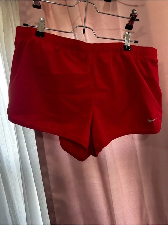 Nike Women’s Red Athletic Running Shorts with Swoosh