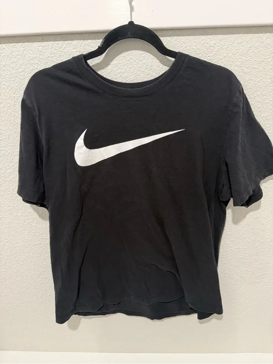 Nike Black T-Shirt with White Swoosh Logo