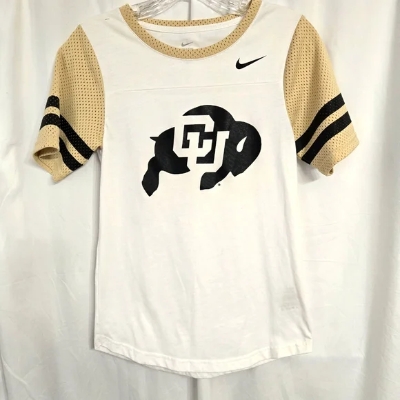 Nike White/Tan Sports CU (Colorado)Tee Size XS