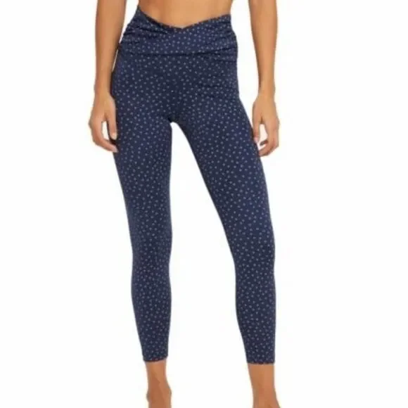 NIKE Yoga Dot Print High Twist Waist 7/8 Capri CZ9144-410 Blue Leggings Size Med