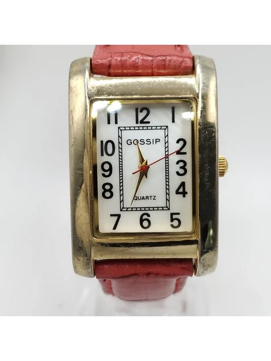 Gossip Quartz Watch Women 26mm Red Second Hand Rectangle New Battery