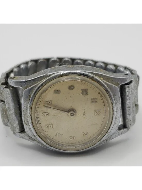 Vintage Timex Shock Resistant Watch Women Silver Tone For Parts Or Repair