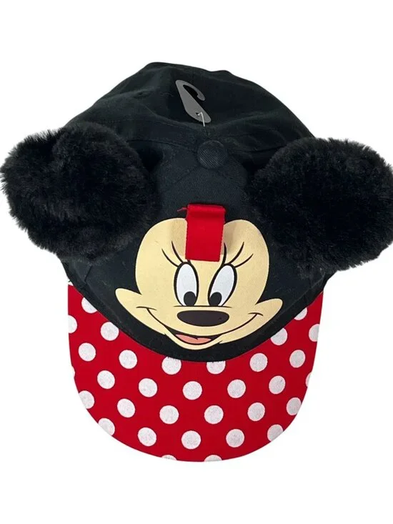 Disney Minnie Mouse Girls Red Black Polka Dot Baseball Cap Kids Hat