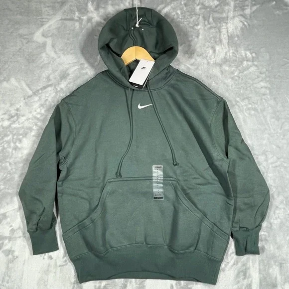 Nike Phoenix Fleece Oversized Hoodie Womens Small Dark Sage Green DQ5860-338 NEW