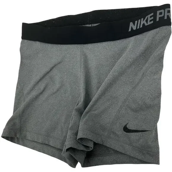 Womens Grey Black Nike Pro Dri-Fit Spandex Volleyball 3.5 inch Shorts Size Large