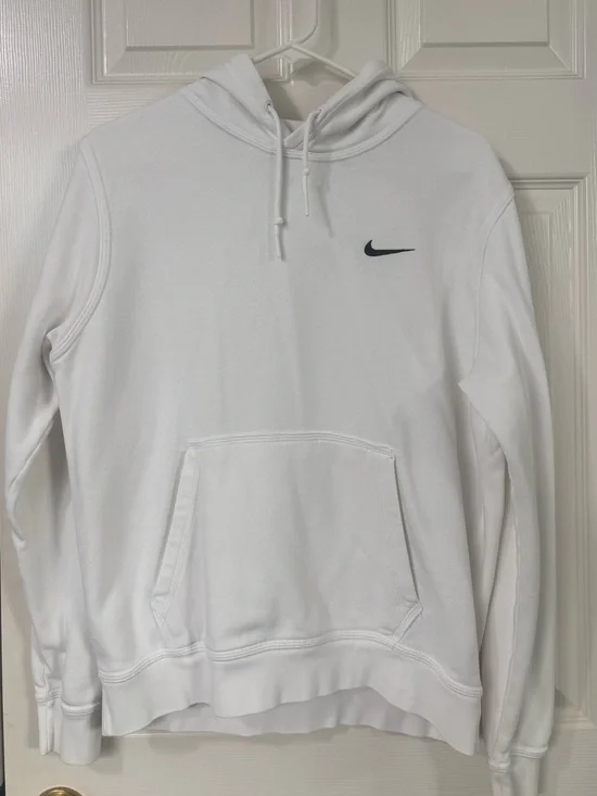 Nike White Pullover Hoodie with Black Swoosh