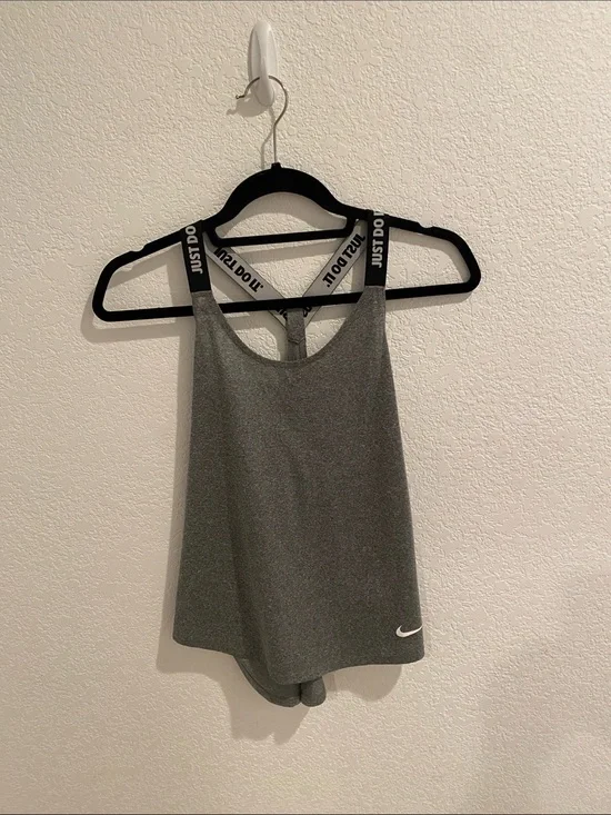 Nike Gray Athletic Racerback Tank with Branded Straps