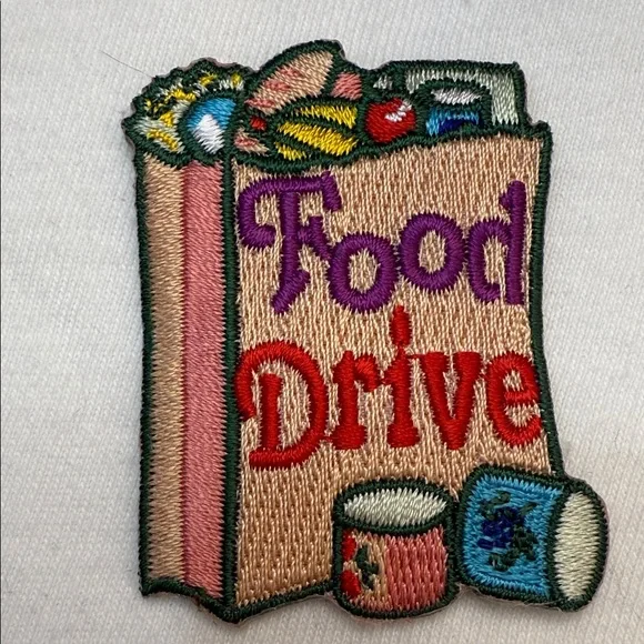 Girl Scouts Food Drive Embroidered Fun Award Patch. Iron On.   New Unused