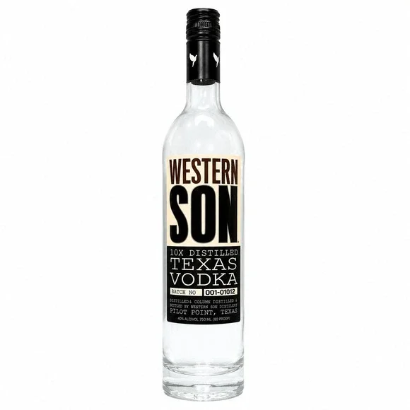 Western Son Vodka Bottle 750ml Clear Empty Glass Pilot Point Texas Bar Decor