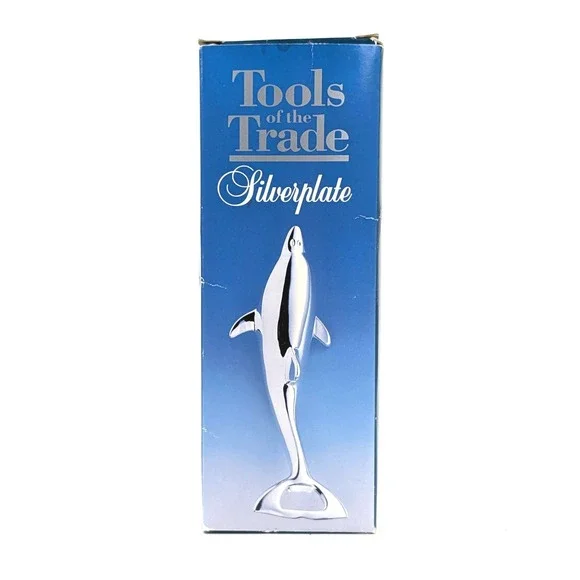 Vintage 1994 Tools of the Trade Silver Plated Dolphin Bottle Opener Macys Cellar