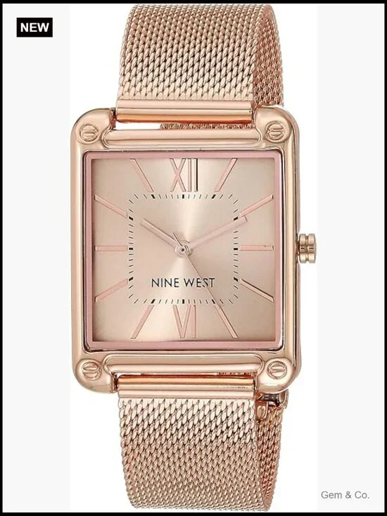 Women's Stainless Steel Mesh Bracelet Watch with Crystal Accents
