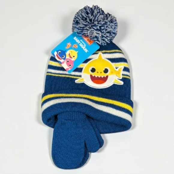 Nickelodeon Baby Shark Pom Hat and Glove Set Toddler OS