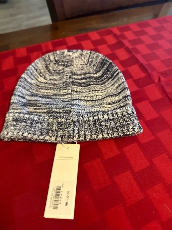 Marled Knit Beanie in Black & White