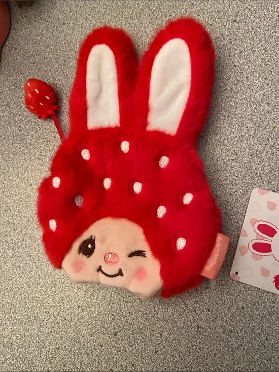 Red Bunny Strawberry Plush Coin Purse
