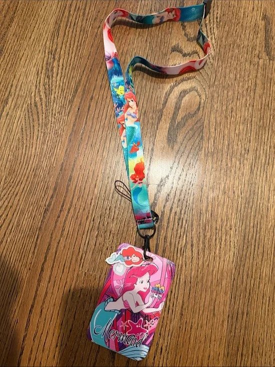 Disney Ariel Mermaid Pink & Teal Lanyard with ID Holder