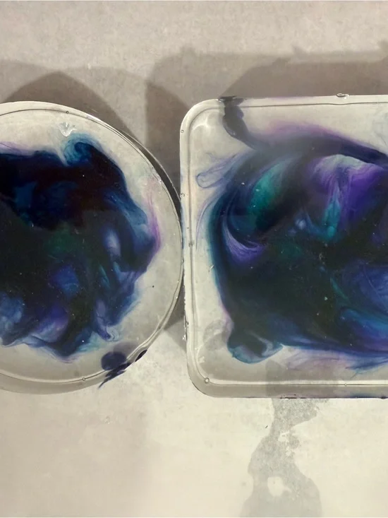 Handmade Swirled Resin Coasters in Blue, Purple & Teal