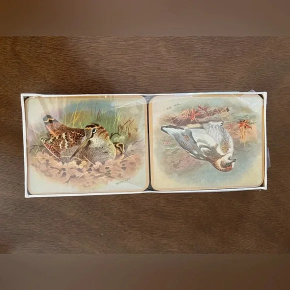 Vintage Matador Gamebirds Coaster set of 6 in original box Made in England