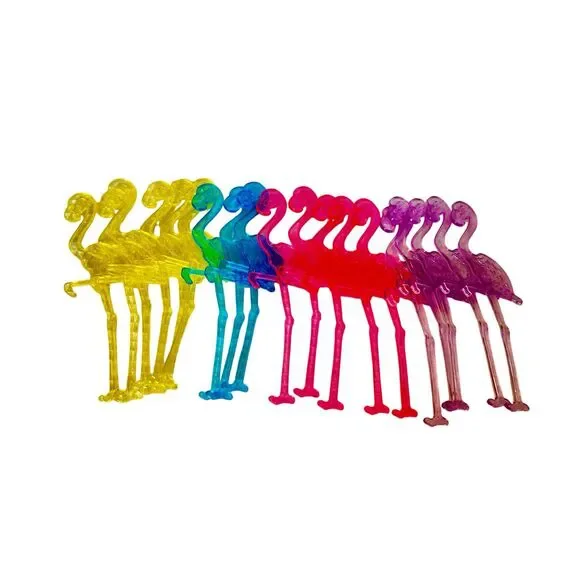 Set of Neon Translucent Flamingo Cocktail Swizzle Sticks 18