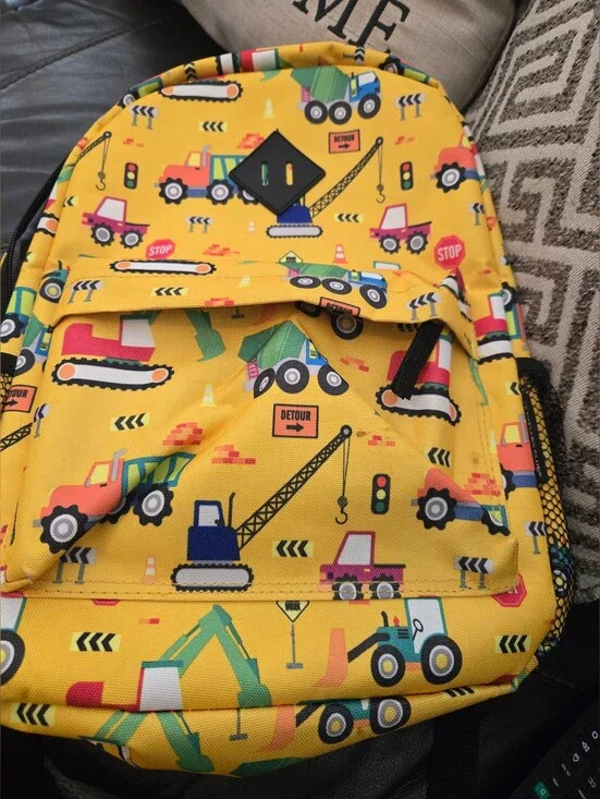 Travelers Yellow Kids Construction Trucks Backpack