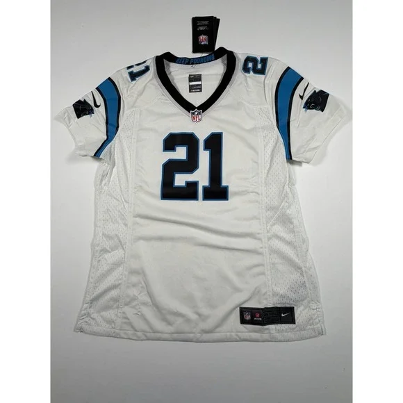 NIKE NFL CAROLINA PANTHERS JEREMY CHINN #21 JERSEY WOMEN'S SIZE MEDIUM WHITE