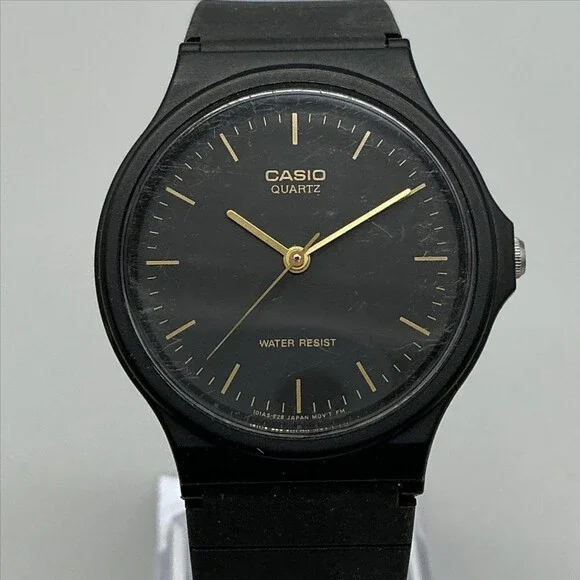 Casio 1330 MQ-24 Mens Watch 34mm Black Dial Case Black Resin Water Resist