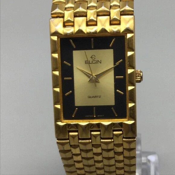Vintage Elgin Womens Watch 22mm Gold Tone Bracelet FM615-040 New Battery 7.75