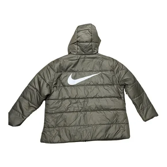 Nike Coat Women’s‎ 1X Green Puffer Back Center Swoosh Therma Fit Hoodie Full Zip