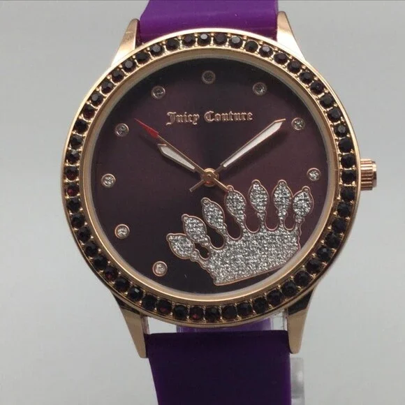Juicy Couture Black Label Womens Watch 38mm Rose Gold Tone Crown New Battery