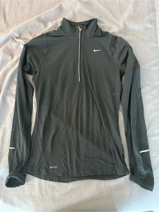 Nike Black Athletic Long Sleeve Top with Half-Zip