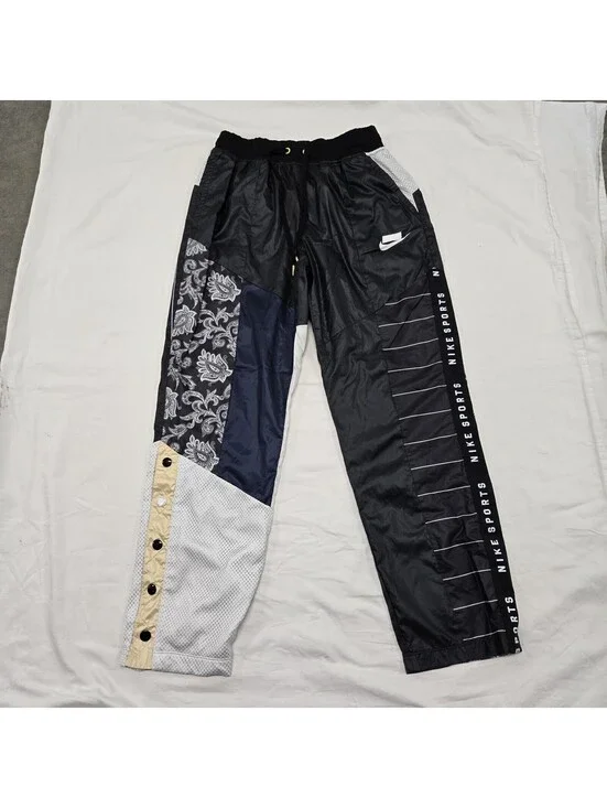 Women's MEDIUM Nike Sportswear NSW Woven Track Pants Patchwork Snap AR2940-010
