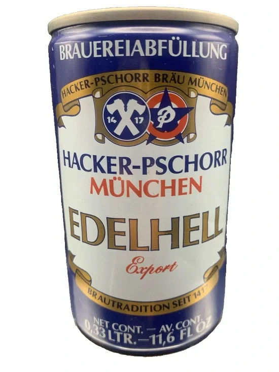 Vintage Beer Can Hacker-Pschorr Edelhell Export Bier Beer Tab Empty Steel Can